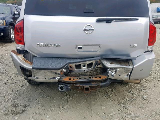 5N1AA08B85N720725 - 2005 NISSAN ARMADA SE SILVER photo 9