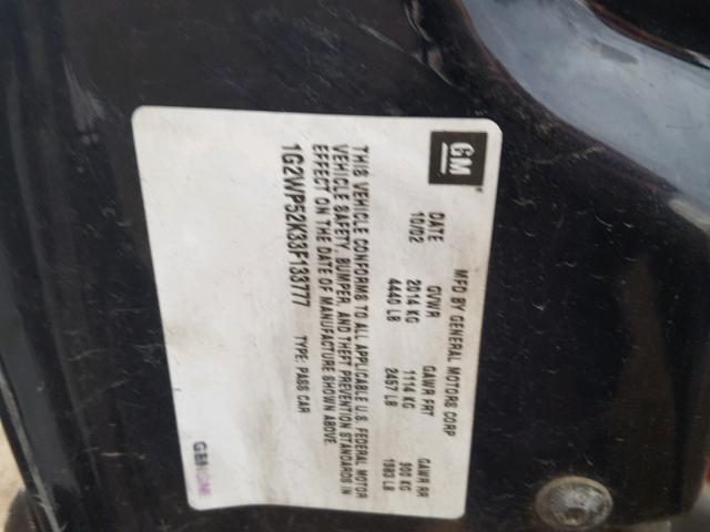 1G2WP52K33F133777 - 2003 PONTIAC GRAND PRIX BLUE photo 10