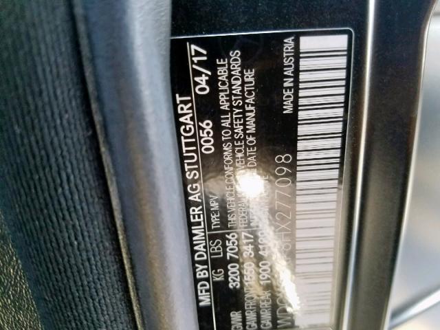 WDCYC3KF8HX277098 - 2017 MERCEDES-BENZ G 550 BLACK photo 10