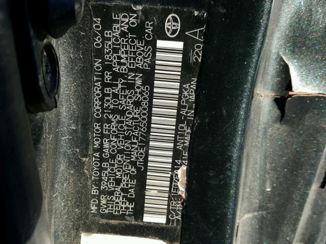 JTKDE177650008065 - 2005 TOYOTA SCION TC შავი ფოტო 10