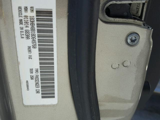 1B3HB48B18D649760 - 2008 DODGE CALIBER SX TAN photo 10