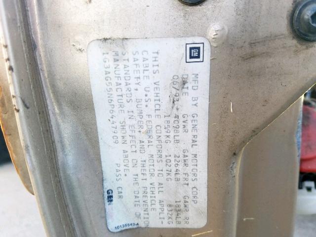 1G3AG55N6P6447909 - 1993 OLDSMOBILE CUTLASS CI 金色 照片 10