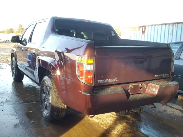 2HJYK163X7H505212 - 2007 HONDA RIDGELINE MAROON photo 3