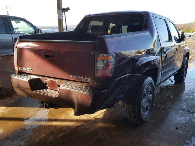 2HJYK163X7H505212 - 2007 HONDA RIDGELINE MAROON photo 4