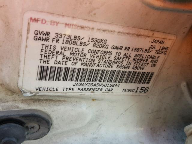 JA3AY26A5VU015844 - 1997 MITSUBISHI MIRAGE DE WHITE photo 10