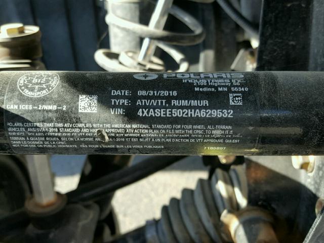 4XASEE502HA629532 - 2017 POLARIS SPORTSMAN GREEN photo 10