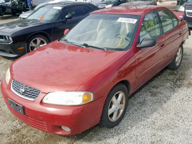 3N1BB51D1YL102863 - 2000 NISSAN SENTRA SE BURGUNDY photo 2