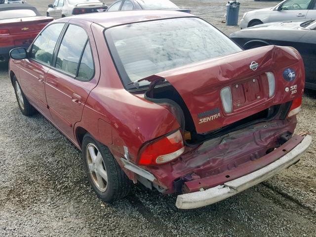 3N1BB51D1YL102863 - 2000 NISSAN SENTRA SE BURGUNDY photo 3