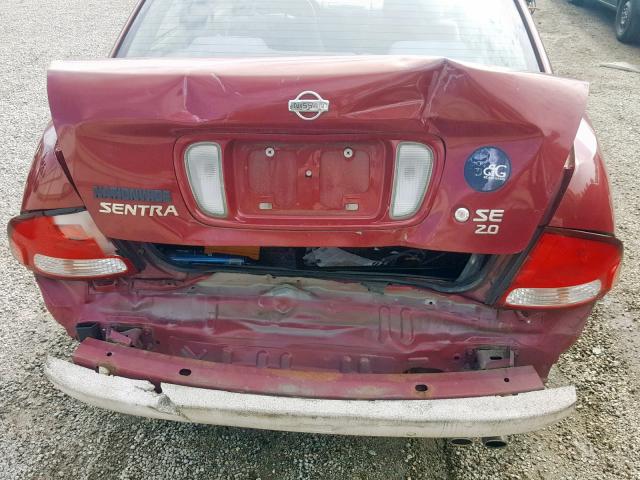 3N1BB51D1YL102863 - 2000 NISSAN SENTRA SE BURGUNDY photo 9