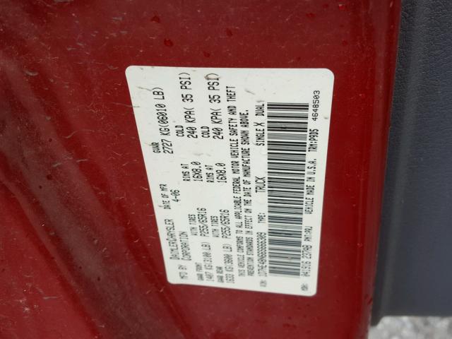 1D7HE48N66S666309 - 2006 DODGE DAKOTA QUA RED photo 10