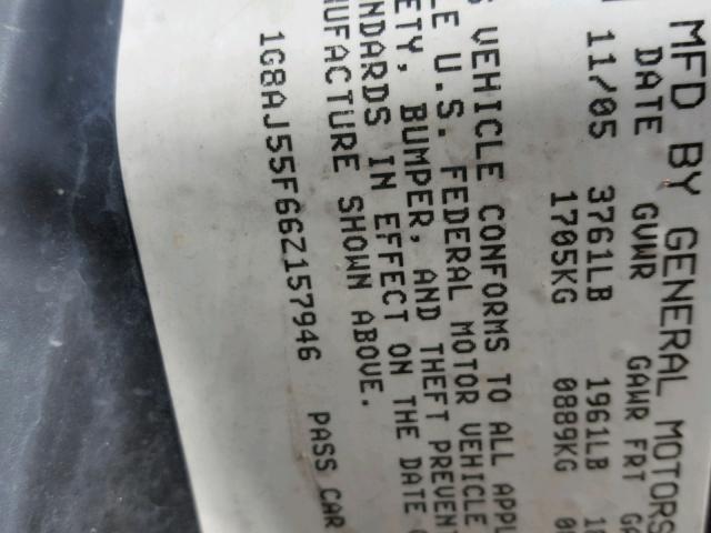 1G8AJ55F66Z157946 - 2006 SATURN ION LEVEL GREEN photo 10