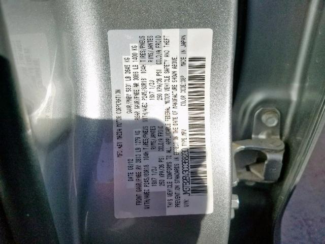 JM3TB2BV3C0368230 - 2012 MAZDA CX-9 GRAY photo 10