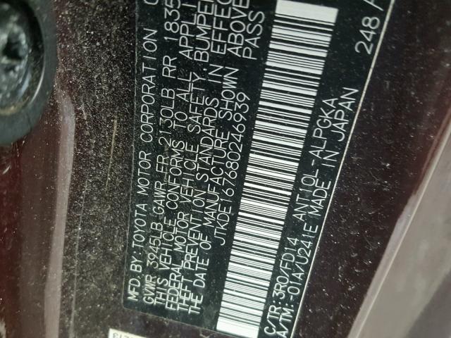 JTKDE167680246939 - 2008 TOYOTA SCION TC Qırmızı foto 10