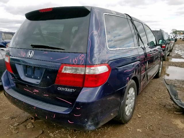 5FNRL38215B074879 - 2005 HONDA ODYSSEY LX BLUE photo 4