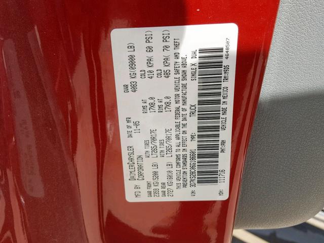 3D7KS28C06G186601 - 2006 DODGE RAM 2500 S Շագանակագույն լուսանկար 10