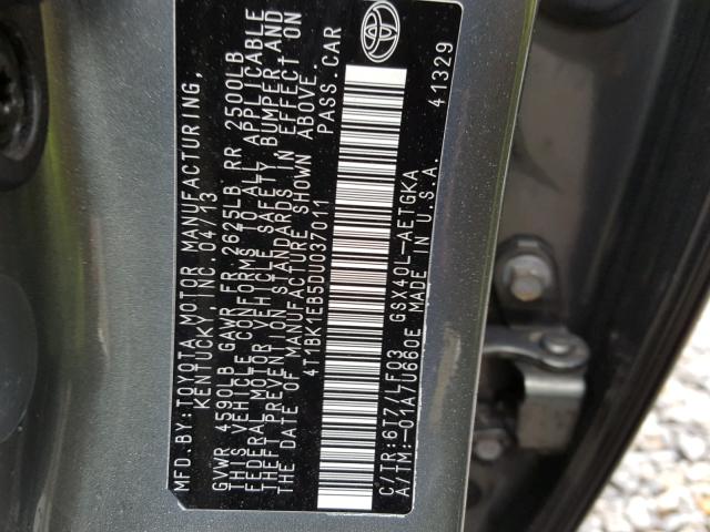 4T1BK1EB5DU037011 - 2013 TOYOTA AVALON BAS GREEN photo 10