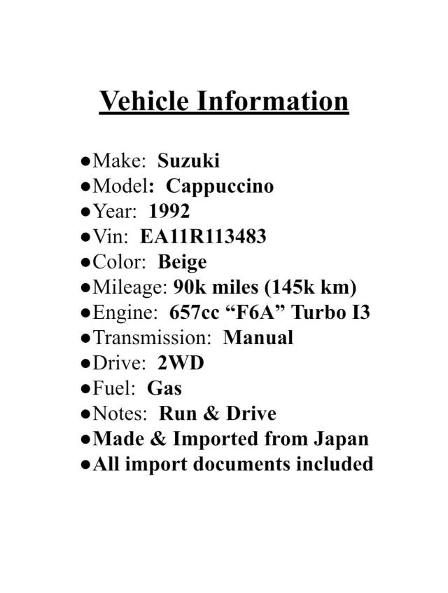 EA11R113483 - 1992 SUZUKI ALL OTHER BEIGE photo 9