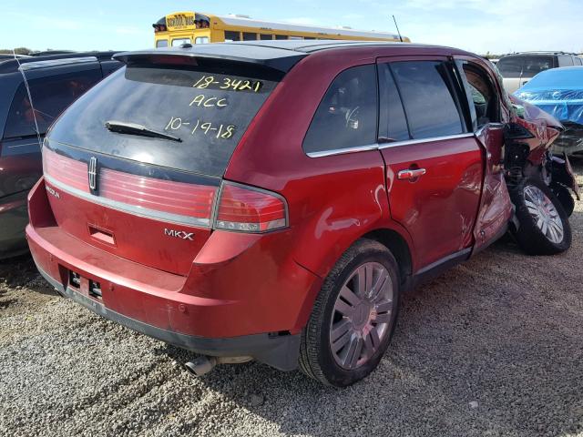 2LMDU68C38BJ23681 - 2008 LINCOLN MKX RED photo 4