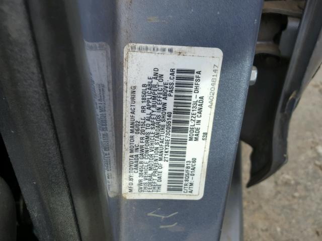 2T1KY38E73C055140 - 2003 TOYOTA COROLLA MA BLUE photo 10