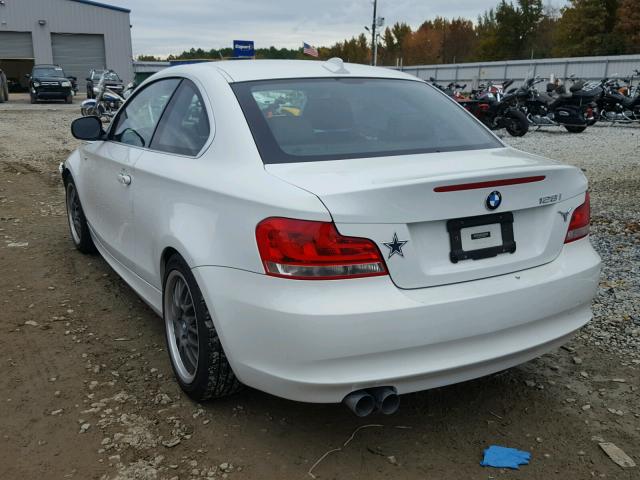 WBAUP9C57DVS94849 - 2013 BMW 128 I WHITE photo 3