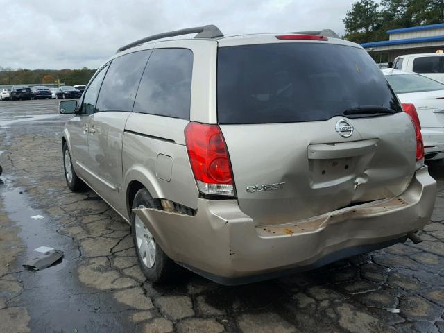 5N1BV28U35N108972 - 2005 NISSAN QUEST S BEIGE photo 3