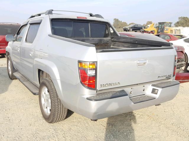 2HJYK16537H543477 - 2007 HONDA RIDGELINE SILVER photo 3