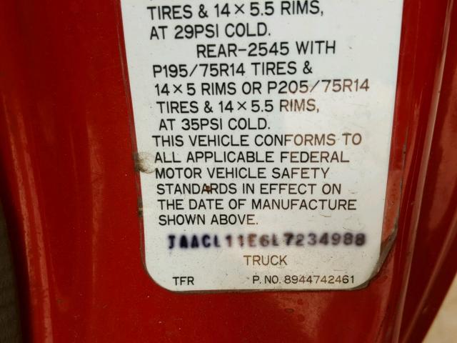 JAACL11E6L7234988 - 1990 ISUZU CONVENTION RED photo 10