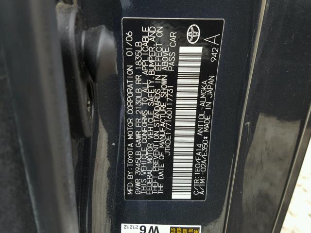 JTKDE177160117731 - 2006 TOYOTA SCION TC 石墨色 照片 10