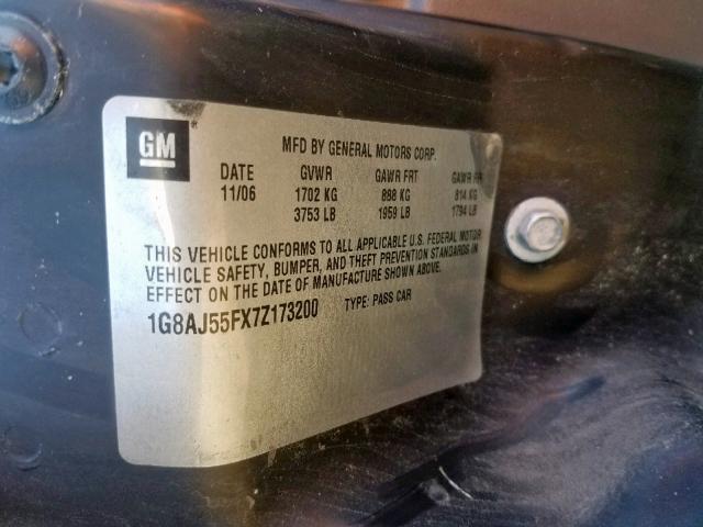 1G8AJ55FX7Z173200 - 2007 SATURN ION LEVEL RED photo 10