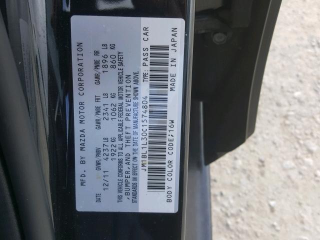 JM1BL1L30C1574804 - 2012 MAZDA SPEED 3 BLACK photo 10