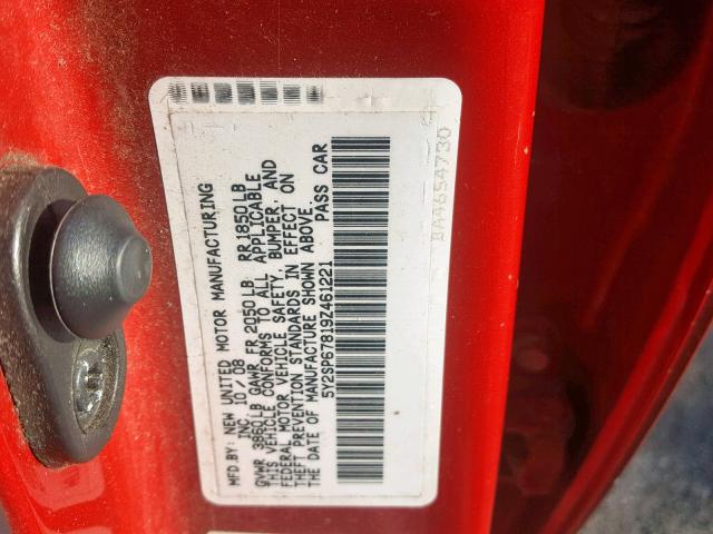 5Y2SP67819Z461221 - 2009 PONTIAC VIBE RED photo 10