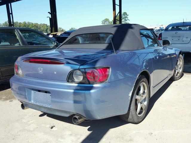 JHMAP11422T008592 - 2002 HONDA S2000 BLUE photo 4