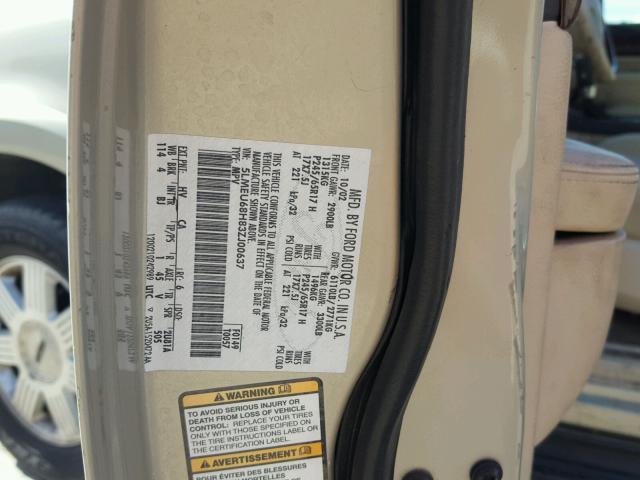 5LMEU68H83ZJ00637 - 2003 LINCOLN AVIATOR 银色 照片 10