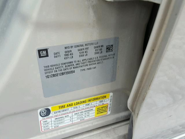 1G1ZB5E12BF356054 - 2011 CHEVROLET MALIBU LS GOLD photo 10