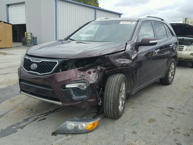 5XYKW4A21BG105755 - 2011 KIA SORENTO SX BURGUNDY photo 2