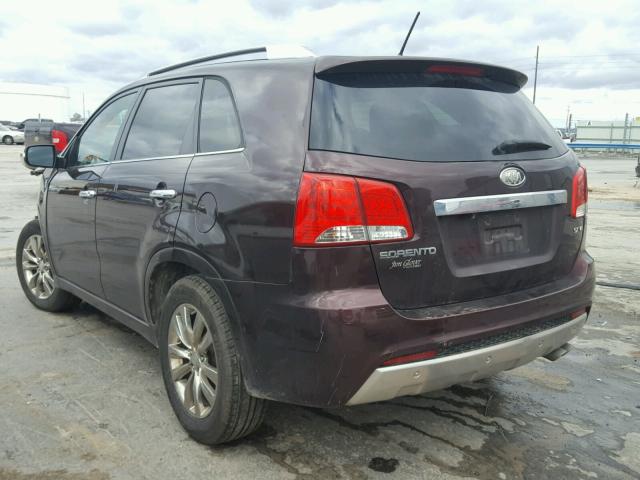 5XYKW4A21BG105755 - 2011 KIA SORENTO SX BURGUNDY photo 3