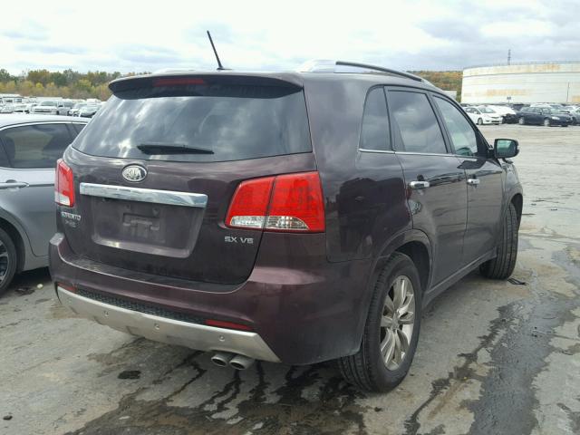 5XYKW4A21BG105755 - 2011 KIA SORENTO SX BURGUNDY photo 4