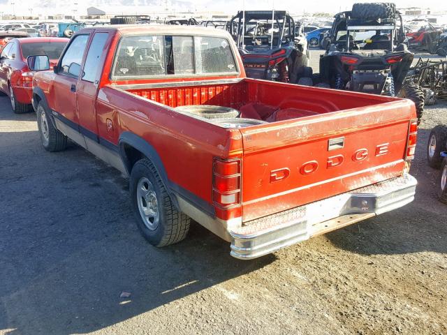 1B7GL23Y7PS104471 - 1993 DODGE DAKOTA RED photo 3