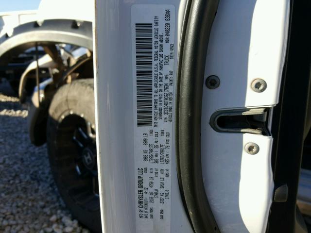 3C6TD4DT0CG217634 - 2012 DODGE RAM 2500 S WHITE photo 10