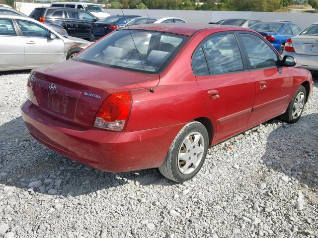 KMHDN46D54U749570 - 2004 HYUNDAI ELANTRA GL RED photo 4