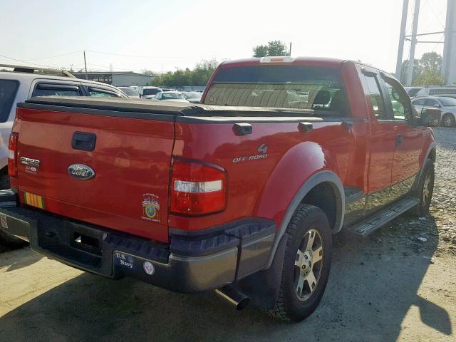 1FTPX04556KB22124 - 2006 FORD F150 RED photo 4