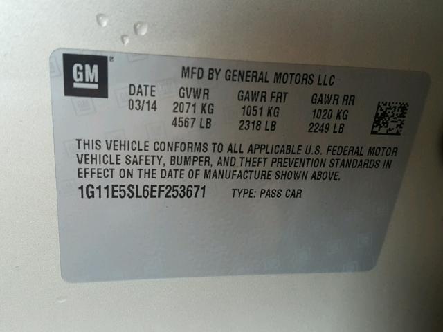 1G11E5SL6EF253671 - 2014 CHEVROLET MALIBU 2LT GOLD photo 10