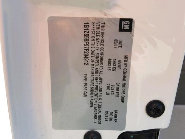 1G1ZS58F97F294912 - 2007 CHEVROLET MALIBU LS 白色 照片 10