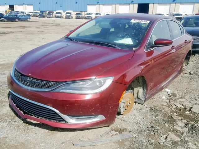 1C3CCCAB2FN616885 - 2015 CHRYSLER 200 LIMITE BURGUNDY photo 2