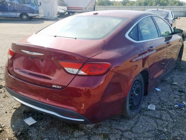 1C3CCCAB2FN616885 - 2015 CHRYSLER 200 LIMITE BURGUNDY photo 4