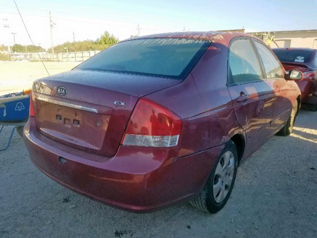 KNAFE121675429984 - 2007 KIA SPECTRA EX MAROON photo 4