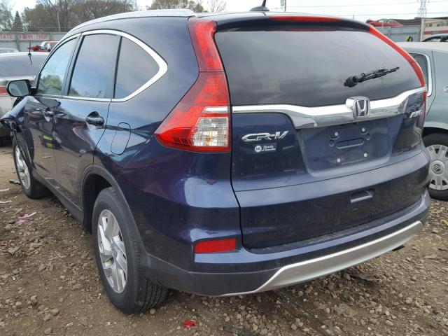 5J6RM4H74FL076620 - 2015 HONDA CR-V EXL BLUE photo 3