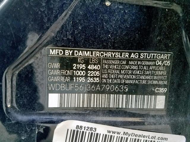 WDBUF56J36A790635 - 2006 MERCEDES-BENZ E 350 BLUE photo 10