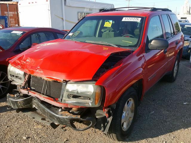 1GNDT13SX22211605 - 2002 CHEVROLET TRAILBLAZE RED photo 2