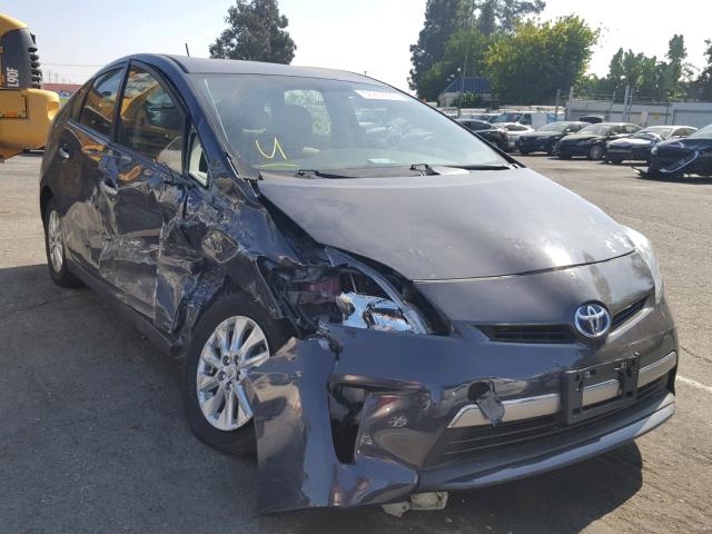 JTDKN3DP1E3060796 - 2014 TOYOTA PRIUS PLUG GRAY photo 1